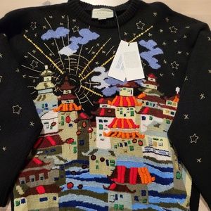 NWT $4,800 Gucci Women's Top Wool Intarsia Embroidered Wool Sweater Black Sz Med
